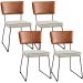 Kit 04 Cadeiras Decorativas Sala Jantar Allana L02 Couríssimo Camel Linho Champagne - Lyam Decor