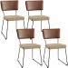Kit 04 Cadeiras Decorativas Sala Jantar Allana L02 Couríssimo Marrom Linho Bege Escuro - Lyam Decor