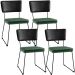 Kit 04 Cadeiras Decorativas Sala Jantar Allana L02 Couríssimo Preto Facto Verde Musgo - Lyam Decor