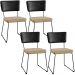 Kit 04 Cadeiras Decorativas Sala Jantar Allana L02 Couríssimo Preto Linho Bege Escuro - Lyam Decor