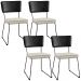 Kit 04 Cadeiras Decorativas Sala Jantar Allana L02 Couríssimo Preto Linho Champagne - Lyam Decor