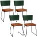 Kit 04 Cadeiras Decorativas Sala Jantar Allana L02 Facto Verde Musgo Couríssimo Camel - Lyam Decor