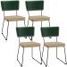 Kit 04 Cadeiras Decorativas Sala Jantar Allana L02 Facto Verde Musgo Linho Bege Escuro - Lyam Decor