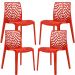 Kit 04 Cadeiras Decorativas Sala de Jantar Gruvyer F03 Vermelho - Lyam Decor