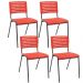 Kit 04 Cadeiras Empilhável Fixa Escritório Multiuso Base Preta Kimi P03 Vermelho - Lyam Decor