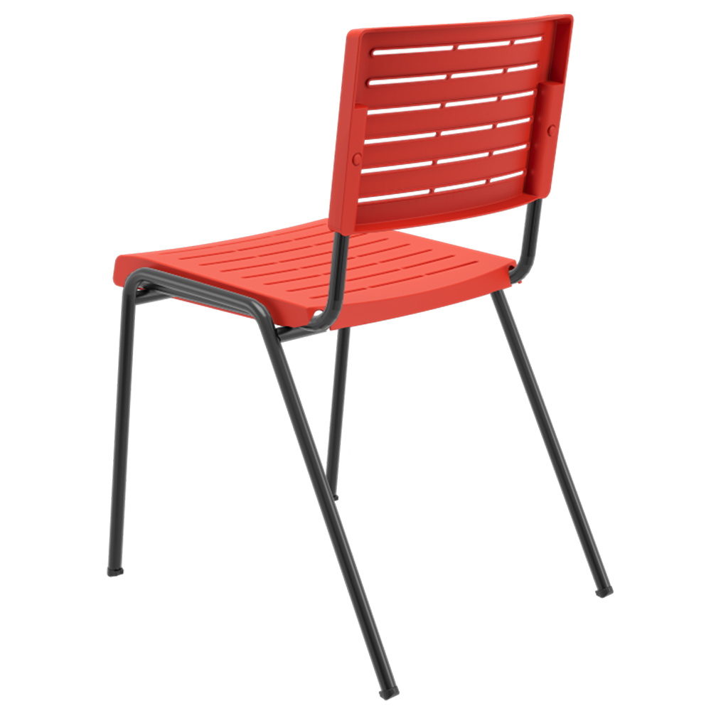 Kit 04 Cadeiras Empilhável Fixa Escritório Multiuso Base Preta Kimi P03 Vermelho - Lyam Decor
