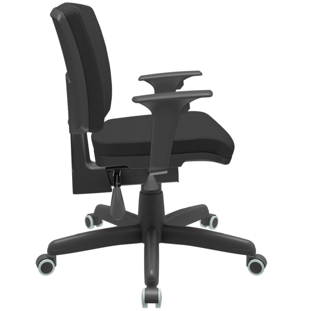 Kit 04 Cadeiras Escritório Executiva Office Giratória Preto Baixa Flexi P03 Poliéster Preto - Lyam