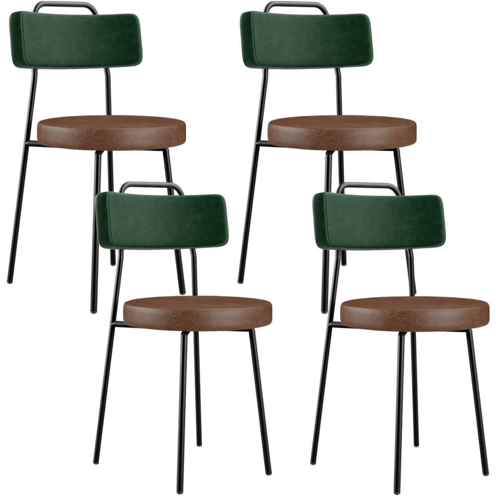 Kit 04 Cadeiras Estofada Para Sala Jantar Barcelona L02 Facto Verde Musgo Couríssimo Marrom - Lyam