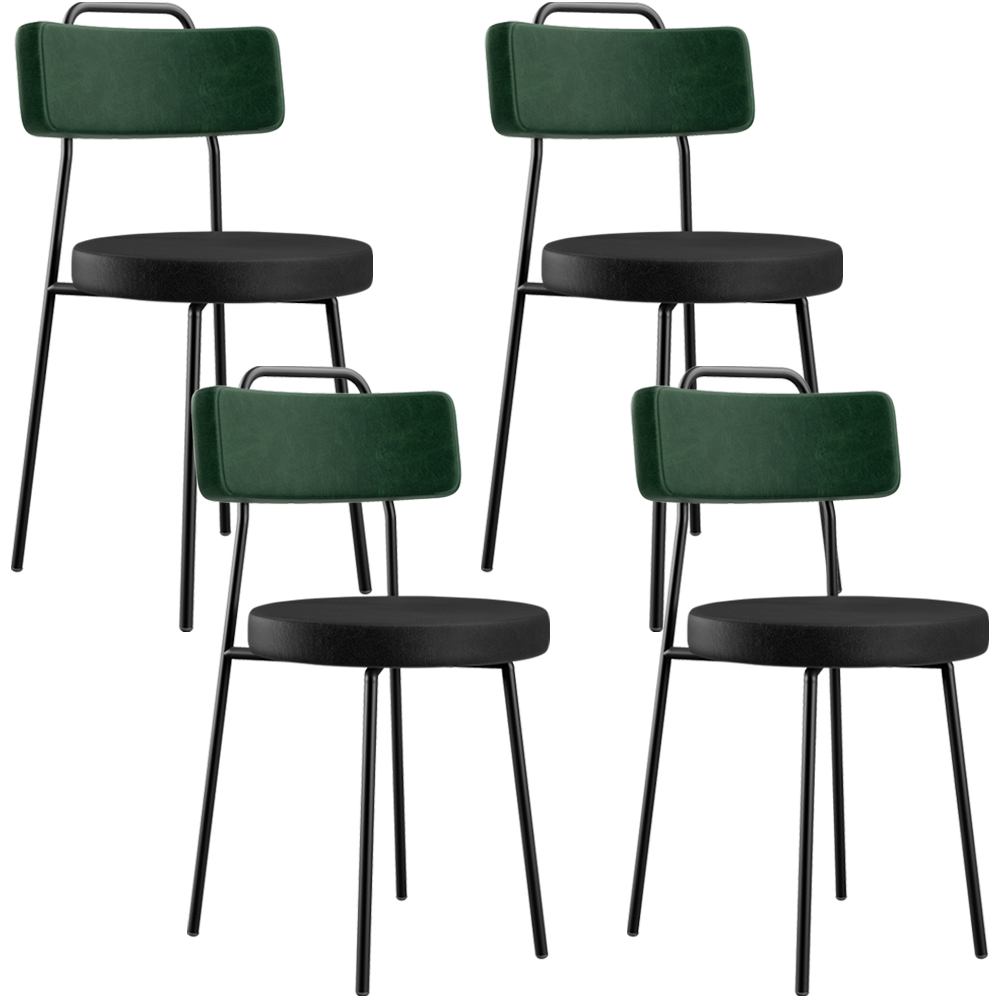 Kit 04 Cadeiras Estofada Para Sala Jantar Barcelona L02 Facto Verde Musgo Couríssimo Preto - Lyam