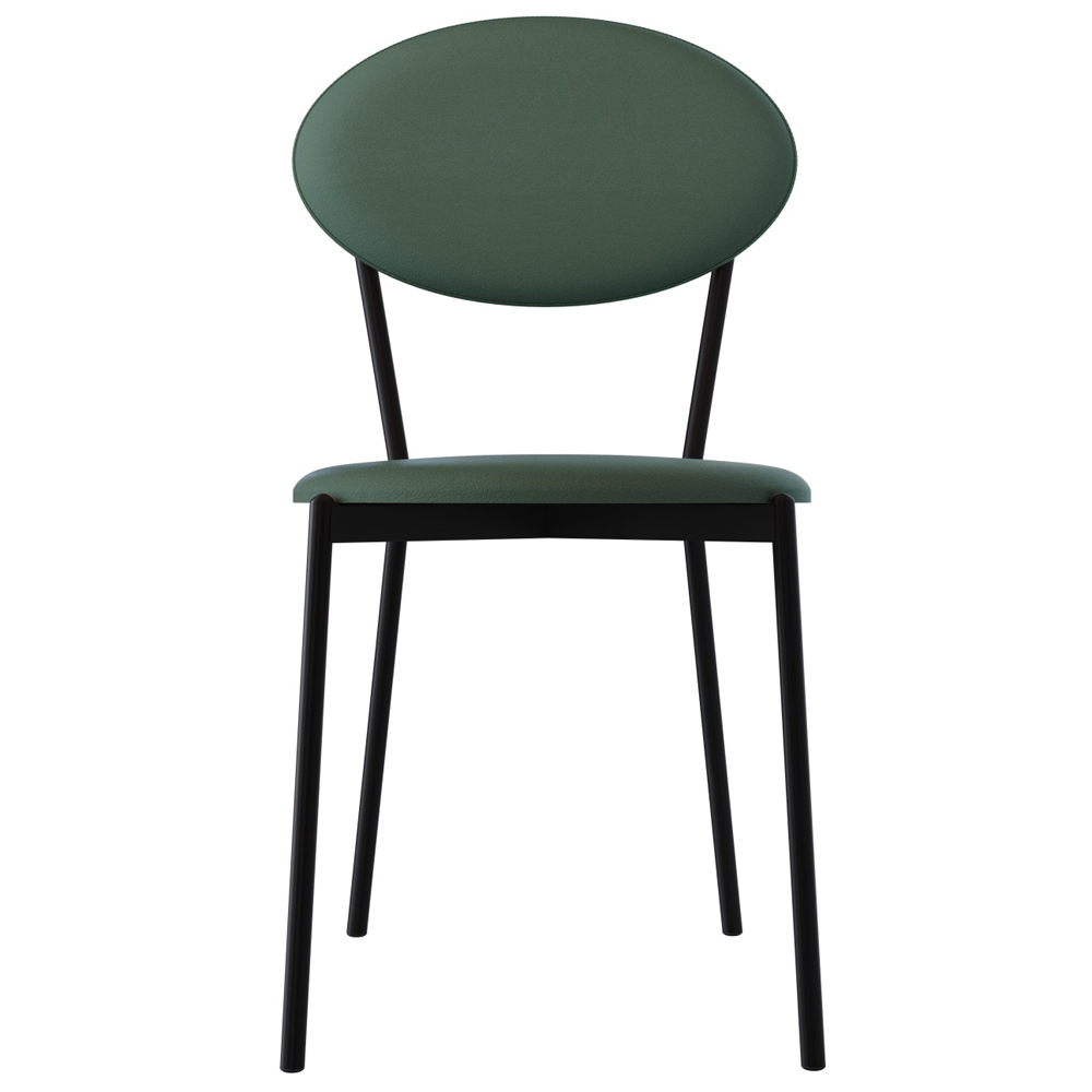 Kit 04 Cadeiras Estofada Para Sala de Jantar Azuri Preto C01 Courino Verde Sálvia - Lyam Decor