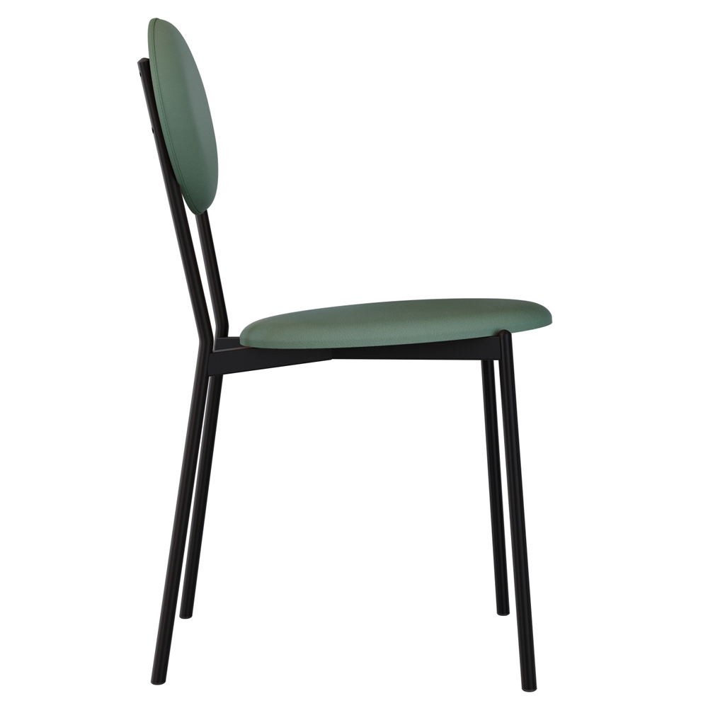 Kit 04 Cadeiras Estofada Para Sala de Jantar Azuri Preto C01 Courino Verde Sálvia - Lyam Decor