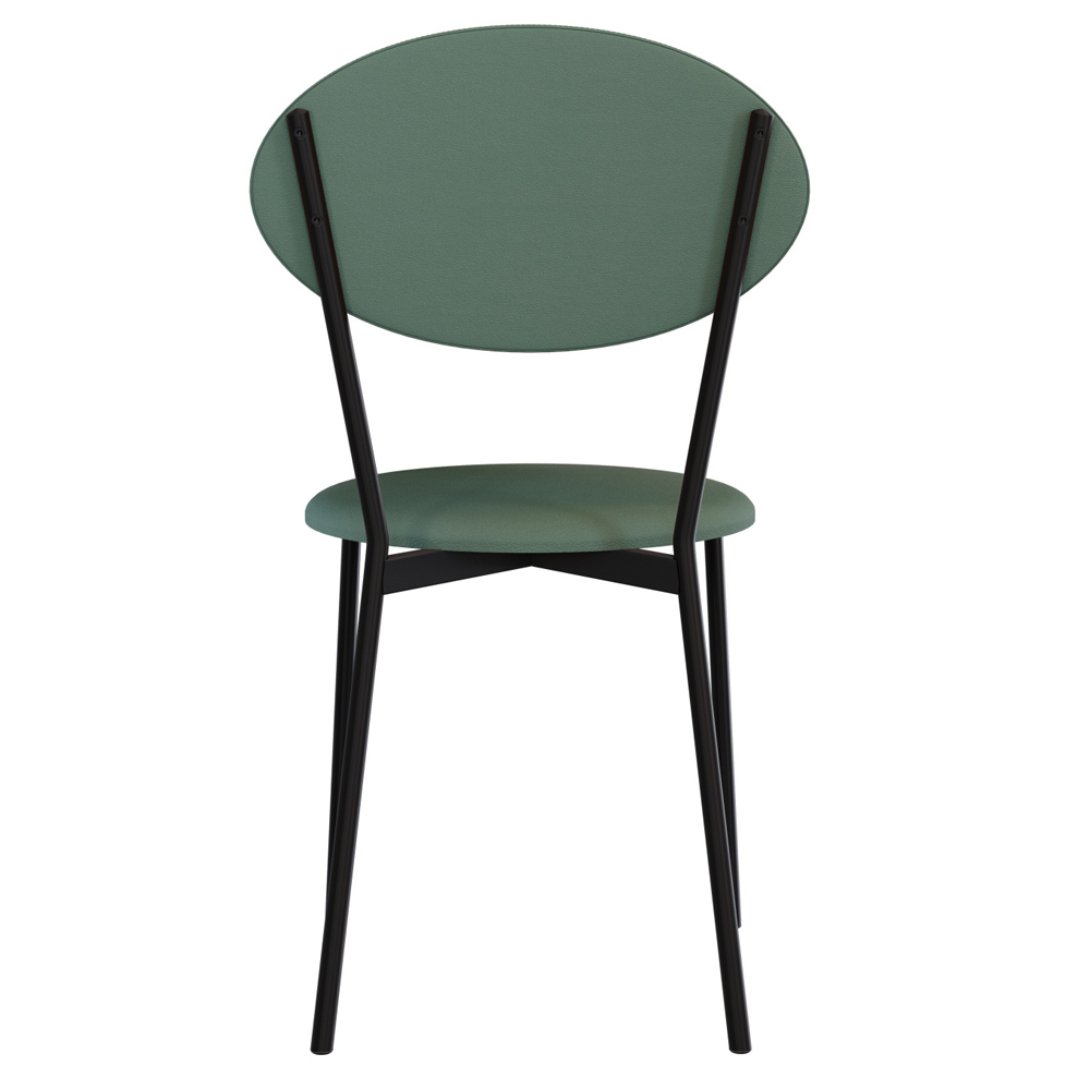 Kit 04 Cadeiras Estofada Para Sala de Jantar Azuri Preto C01 Courino Verde Sálvia - Lyam Decor