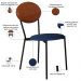 Kit 04 Cadeiras Estofada Para Sala de Jantar Azuri Preto C01 Linho Azul Courino Caramelo  - Lyam Decor