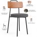 Kit 04 Cadeiras Estofada Sala De Jantar Barcelona L02 Couríssimo Camel Linho Cinza Escuro - Lyam