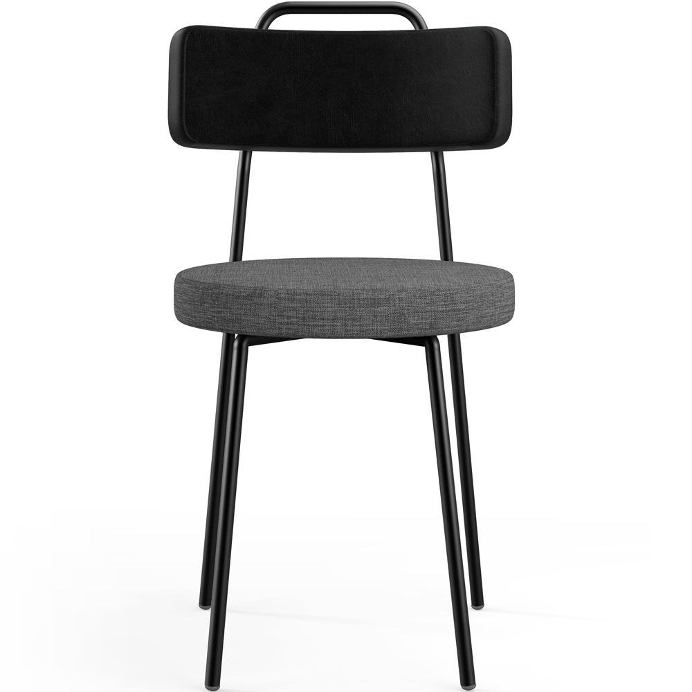 Kit 04 Cadeiras Estofada Sala De Jantar Barcelona L02 Couríssimo Preto Linho Cinza Escuro - Lyam