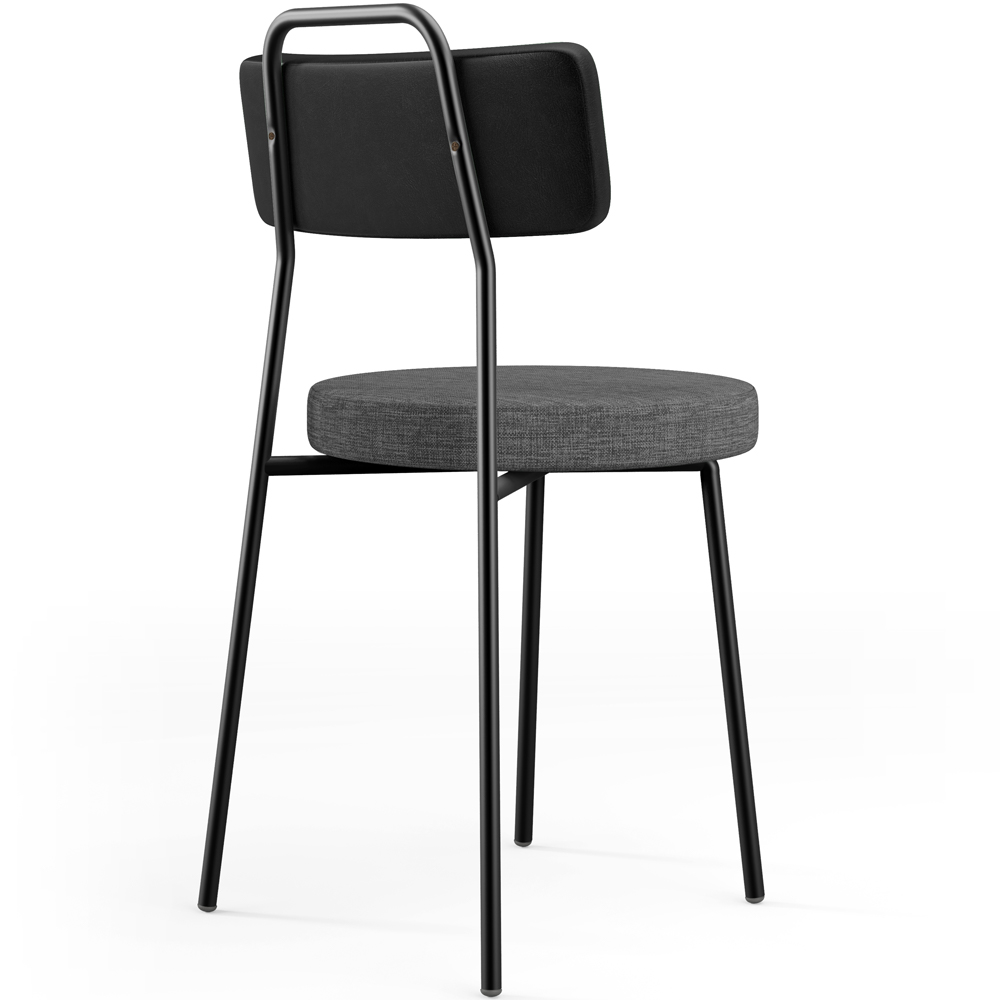 Kit 04 Cadeiras Estofada Sala De Jantar Barcelona L02 Couríssimo Preto Linho Cinza Escuro - Lyam