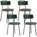 Kit 04 Cadeiras Estofada Sala De Jantar Barcelona L02 Facto Verde Musgo Linho Cinza Escuro - Lyam