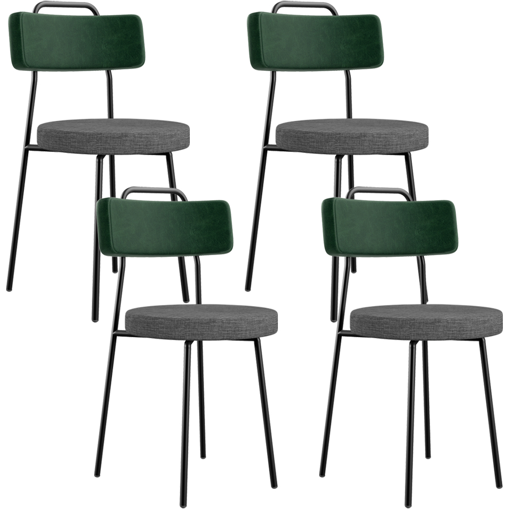 Kit 04 Cadeiras Estofada Sala De Jantar Barcelona L02 Facto Verde Musgo Linho Cinza Escuro - Lyam