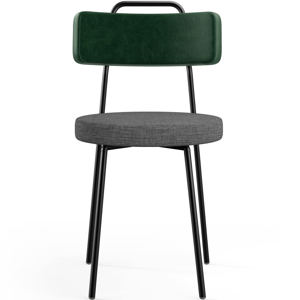 Kit 04 Cadeiras Estofada Sala De Jantar Barcelona L02 Facto Verde Musgo Linho Cinza Escuro - Lyam