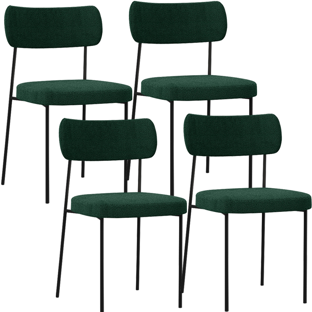 Kit 04 Cadeiras Estofadas Para Sala De Jantar Melina L02 Bouclê Verde - Lyam Decor