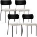 Kit 04 Cadeiras Estofadas Para Sala De Jantar Melina L02 Couríssimo Preto Bouclê Creme - Lyam Decor