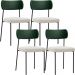 Kit 04 Cadeiras Estofadas Para Sala De Jantar Melina L02 Facto Verde Musgo Bouclê Creme - Lyam Decor
