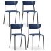 Kit 04 Cadeiras Fixa Base Preta Empilhável Bit F02 Azul Marinho - Lyam Decor