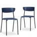 Kit 04 Cadeiras Fixa Base Preta Empilhável Bit F02 Azul Marinho - Lyam Decor