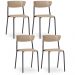 Kit 04 Cadeiras Fixa Base Preta Empilhável Bit F02 Nude - Lyam Decor