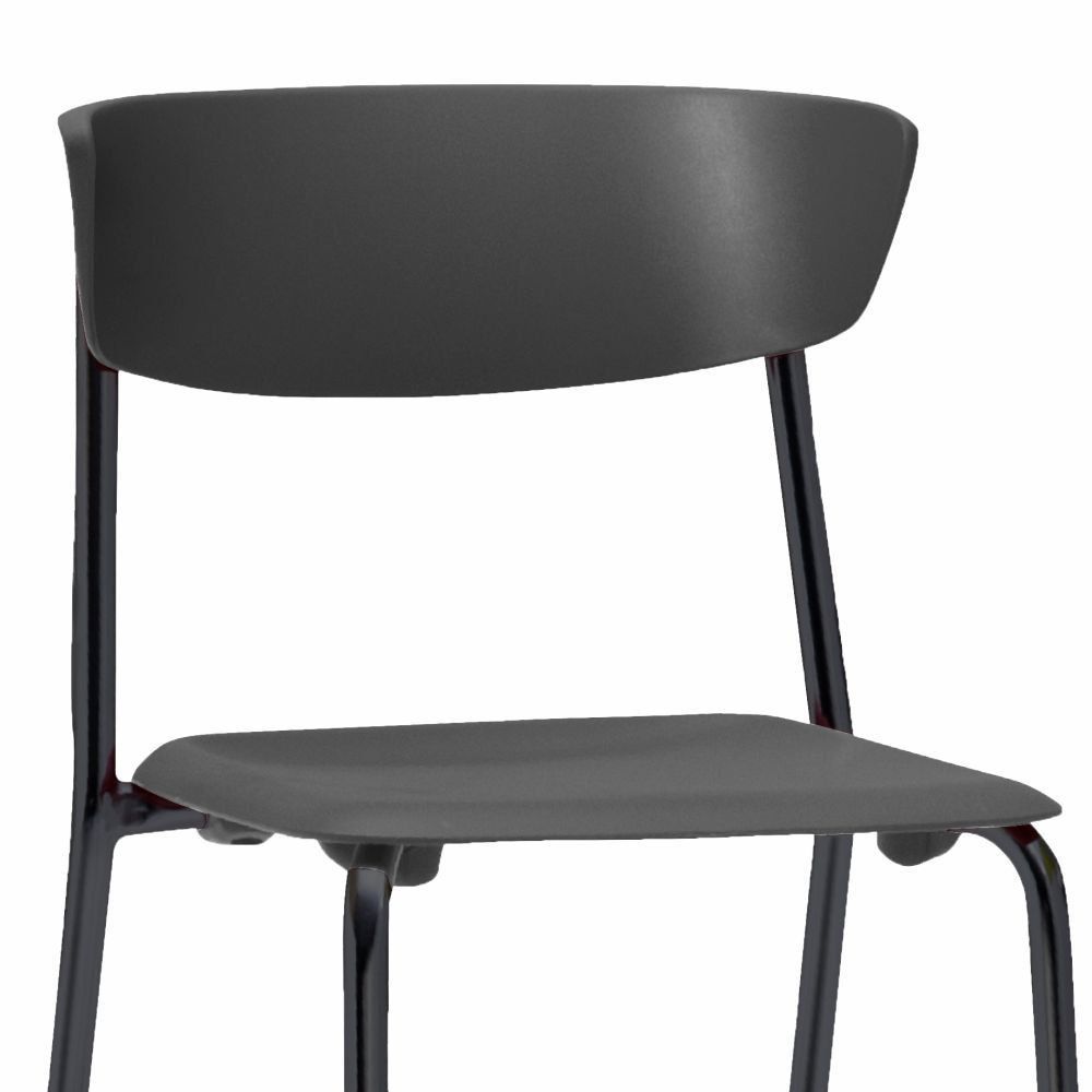 Kit 04 Cadeiras Fixa Base Preta Empilhável Bit F02 Preto - Lyam Decor
