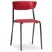 Kit 04 Cadeiras Fixa Base Preta Empilhável Bit F02 Vermelho - Lyam Decor