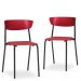 Kit 04 Cadeiras Fixa Base Preta Empilhável Bit F02 Vermelho - Lyam Decor