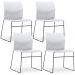 Kit 04 Cadeiras Fixa Base Preta Empilhável Connect F02 Branco - Lyam Decor