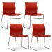 Kit 04 Cadeiras Fixa Base Preta Empilhável Connect F02 Vermelho - Lyam Decor
