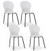 Kit 04 Cadeiras Fixa Base Preta Luna F02 Branco - Lyam Decor