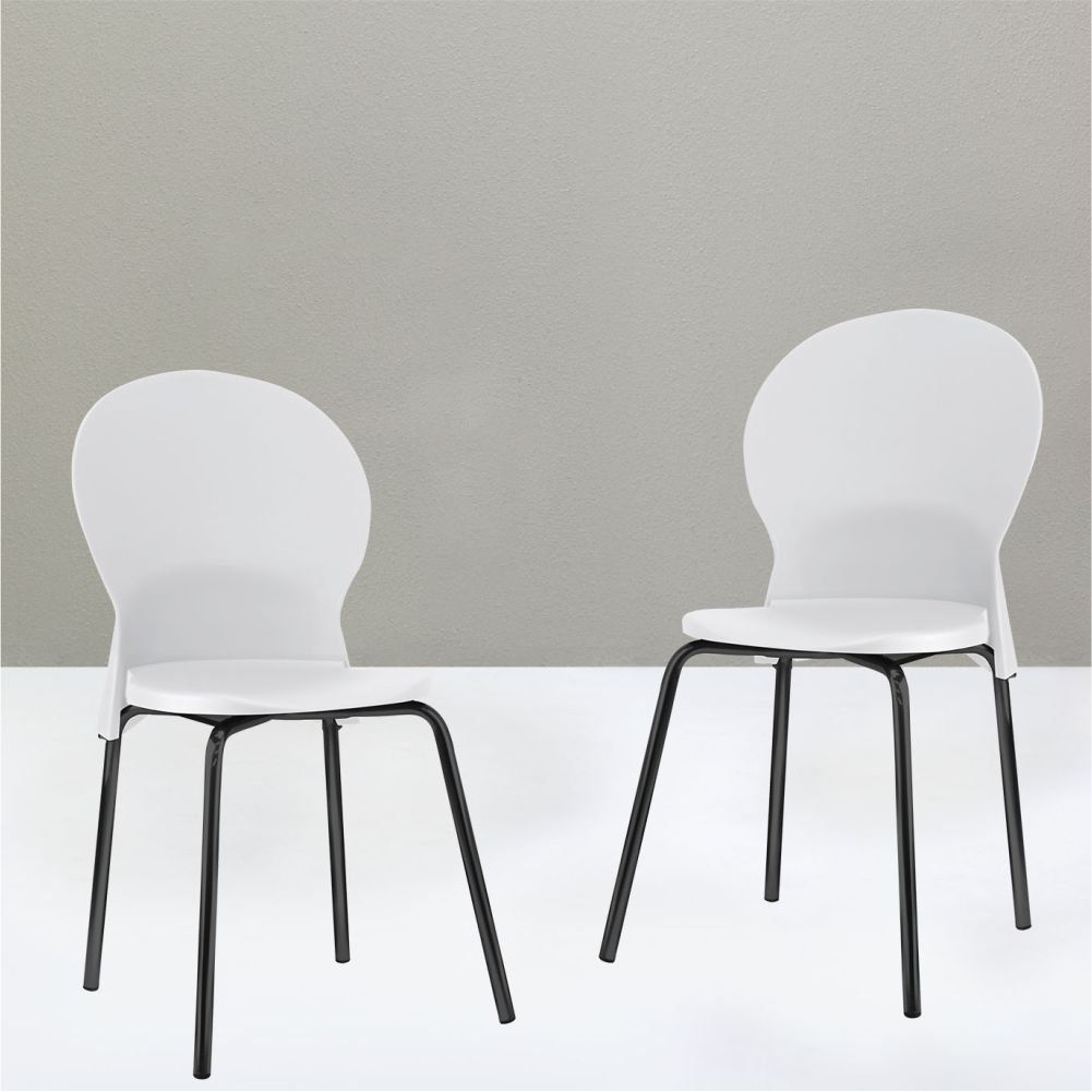 Kit 04 Cadeiras Fixa Base Preta Luna F02 Branco - Lyam Decor