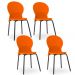 Kit 04 Cadeiras Fixa Base Preta Luna F02 Laranja - Lyam Decor