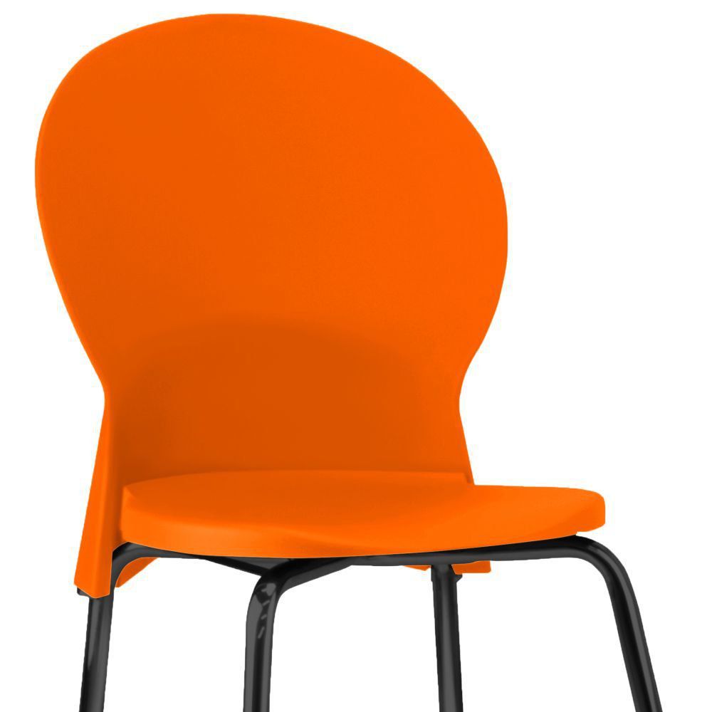 Kit 04 Cadeiras Fixa Base Preta Luna F02 Laranja - Lyam Decor