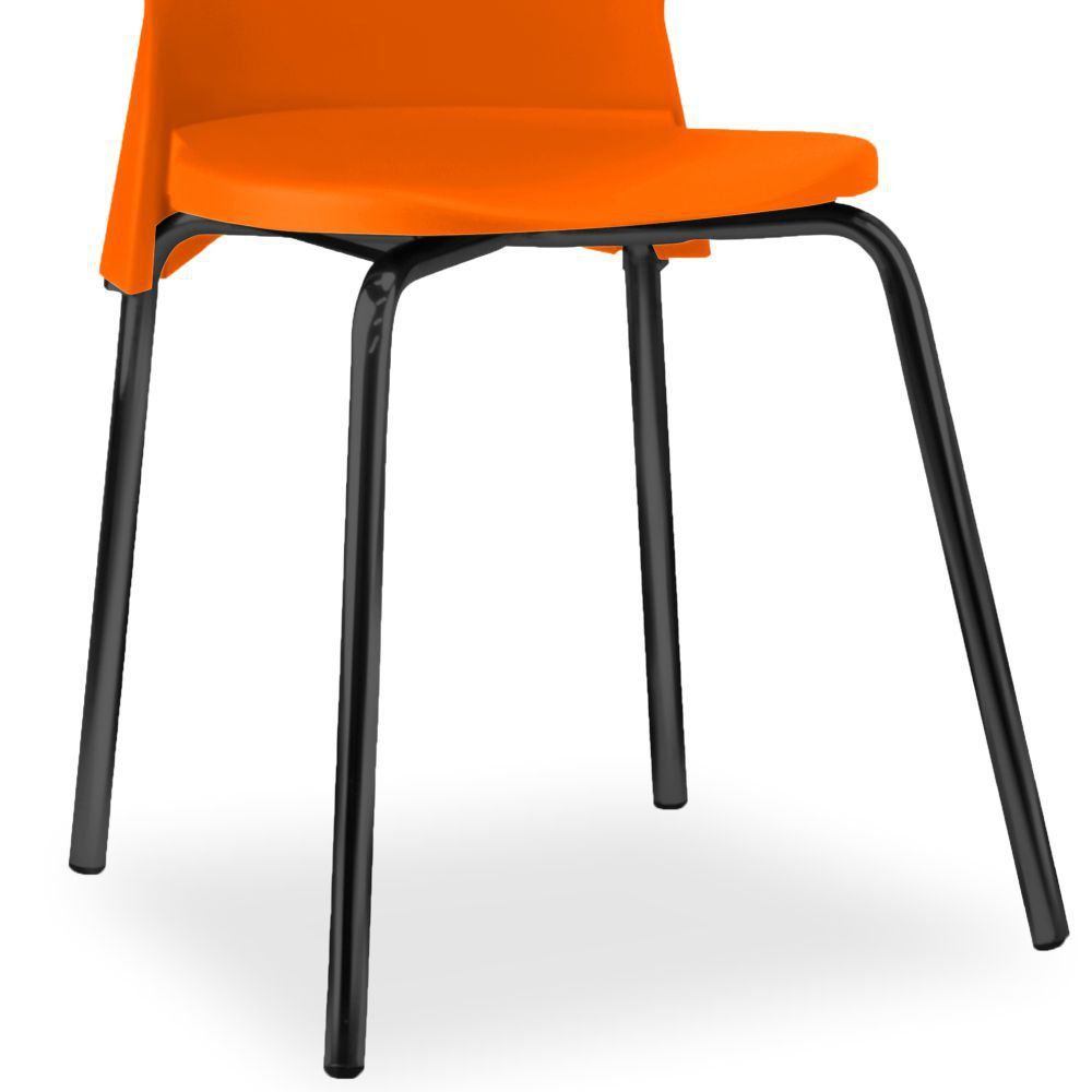 Kit 04 Cadeiras Fixa Base Preta Luna F02 Laranja - Lyam Decor