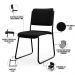 Kit 04 Cadeiras Hoteleira Auditório Empilhável Inter L02 Crepe Preto - Lyam Decor