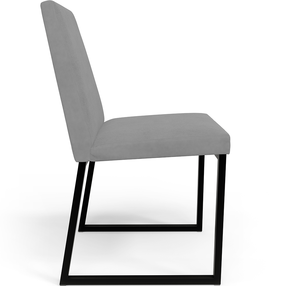 Kit 04 Cadeiras Para Sala De Jantar Base Aço Industrial Preto Dafne L02 Suede Cinza - Lyam Decor