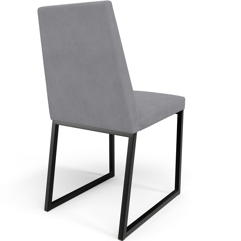 Kit 04 Cadeiras Para Sala De Jantar Base Aço Industrial Preto Dafne L02 Suede Cinza - Lyam Decor