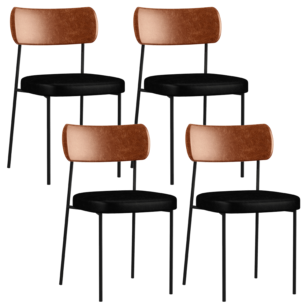 Kit 04 Cadeiras Para Sala De Jantar Melina L02 Couríssimo Camel Couríssimo Preto - Lyam Decor