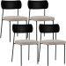 Kit 04 Cadeiras Para Sala De Jantar Melina L02 Couríssimo Preto Linho Bege - Lyam Decor