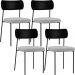 Kit 04 Cadeiras Para Sala De Jantar Melina L02 Couríssimo Preto Linho Cinza - Lyam Decor