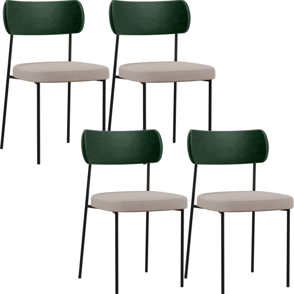 Kit 04 Cadeiras Para Sala De Jantar Melina L02 Facto Verde Musgo Linho Bege - Lyam Decor