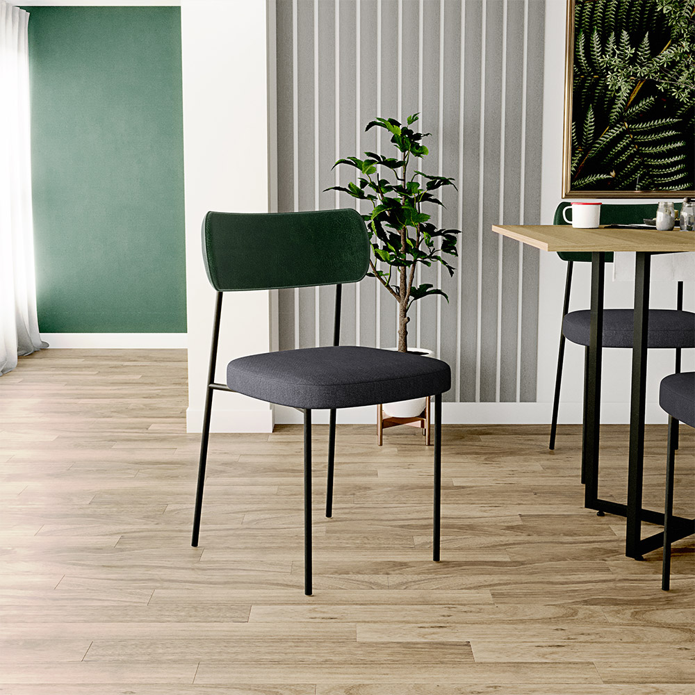 Kit 04 Cadeiras Para Sala De Jantar Melina L02 Facto Verde Musgo Linho Chumbo - Lyam Decor