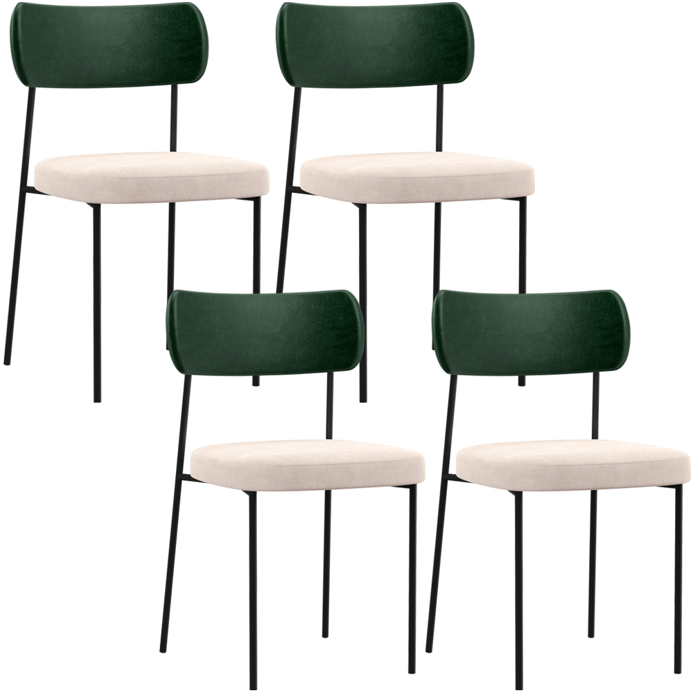 Kit 04 Cadeiras Para Sala De Jantar Melina L02 Facto Verde Musgo Suede Bege - Lyam Decor