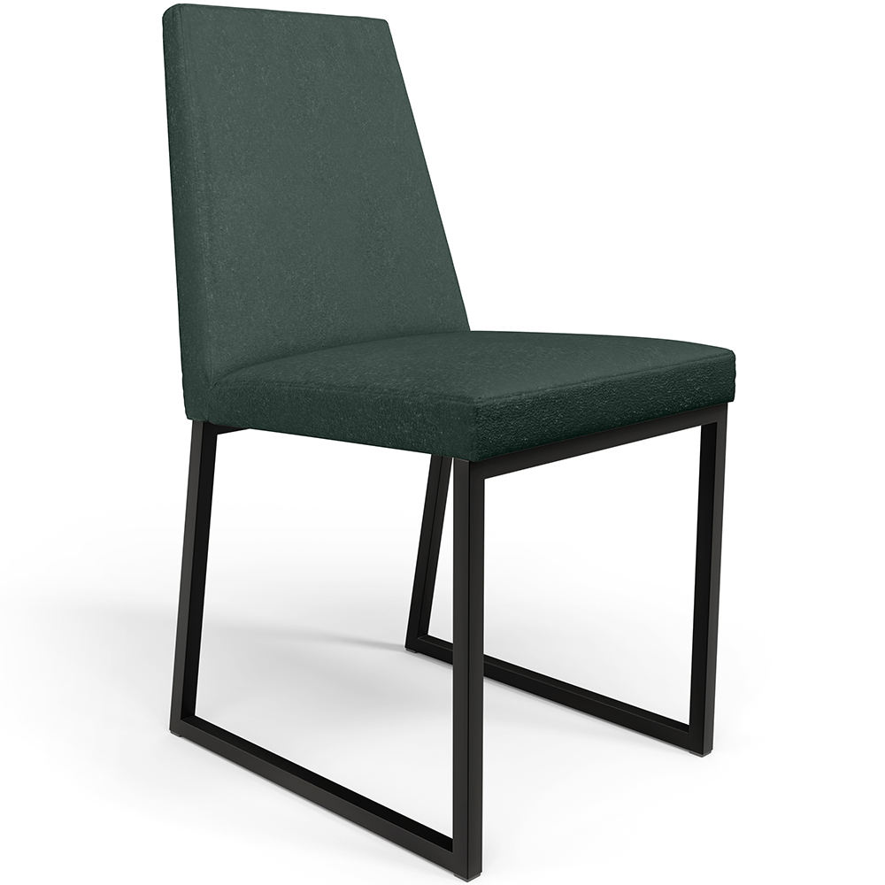 Kit 04 Cadeiras Para Sala Jantar Base Aço Industrial Preto Dafne L02 Linho Verde Musgo - Lyam Decor