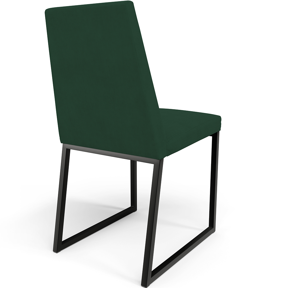 Kit 04 Cadeiras Para Sala Jantar Base Aço Industrial Preto Dafne L02 Suede Verde Musgo - Lyam Decor